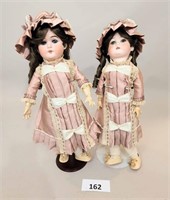 PAIR OF TWIN BISQUE-HEAD DOLLS