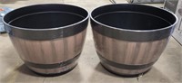 (CY) Napa wine barrel planter.  Measures 14"x21".