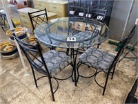 42" GLASS TOP TABLE W/4 PADDED CHAIRS