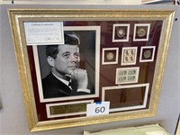 JFK COIN & STAMP FRAMED WALL ART W/COA