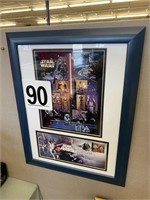 FRAMED STAR WARS FIRST DAY ISSUE STAMP WALL ART