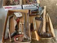2 boxes of hand planes, hammers, hand tools