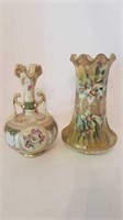 2 HAND-PAINTED NIPPON VASES