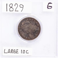 Coin 1829 Capped Bust Dime, Large 10, G