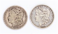 Coin 2 1890-O Morgan Silver Dollars,VG-F+
