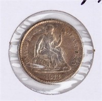 Coin 1873 Liberty Seated Half Dime, F