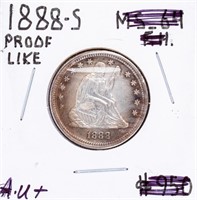 Coin 1888-S Liberty Seated Quarter, PL/AU