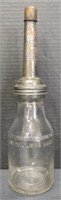 (GA) Vintage Glass Oil Jar w/ Moore & Kling Funnel