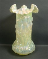 Fenton VO Heavy Iris Whimsy Tri Cornered Vase