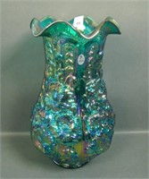Fenton Emerald Green Iridised Poppy Show Vase