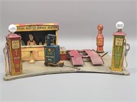 Original 1930's Marx Service Station Tin Toy