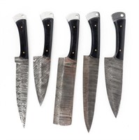 Lot of 5 Handmade Damascus Chef Knives