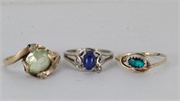 (3) 10k Gold Rings w/Gemstones