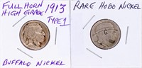 Coin  1913 Type 1 Buffalo & Hobo Nickel