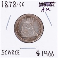 Coin 1878-CC Liberty Seated Quarter Large,AU