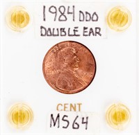 Coin 1984 DDO (Ear) Lincoln Cent, Choice Unc.