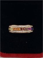 Multi-Color Rose Gold Multi Gemstone Ring
