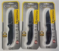 3 Camillus EDC Carbonitride Titanium Pocket Knives