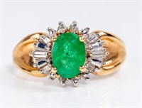 Jewelry 14kt Yellow Gold Emerald & Diamond Ring