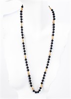 Jewelry 14kt Gold Black Stone Beaded Necklace