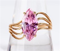Jewelry 10kt Yellow Gold Pink CZ Ring