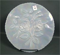 Imp. IG Smoke on Milk Glass Open Rose Chop Plate