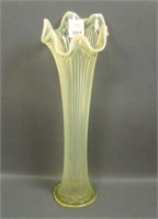 Fenton Vaseline Opal Fine Rib Vase