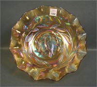 Crown Crystal Marigold Kingfisher Ruffled Bowl