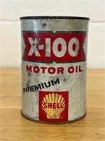 Vintage x 100 motor oil premium shell oil can