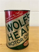 Vintage Wolf’s Head Motor Oil tin