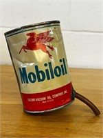Vintage Mobiloil oil w added welded copper spout