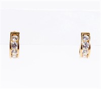 Jewelry 14kt Yellow Gold CZ Hoop Earrings
