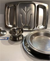 Stainless Serving Pieces, Gravy Boat, Platter