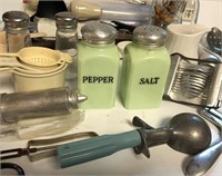Vintage Green Milk Glass Salt and Pepper Shakers