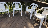 White  Plastic Outdoor Chairs, 4 Chairs
