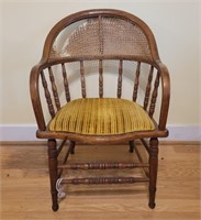 Cane chair. Seat has been replaced with padded