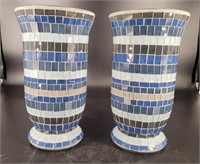 Glass tile vases. Each is 10x5½.