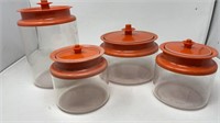 Vintage Orange Tupperware Canisters