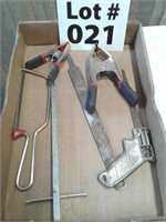 Clamps, hand saws, file, push guide