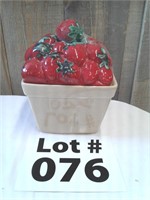Strawberry ceramic container 7 1/2"t