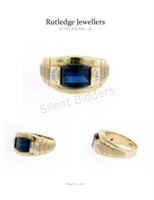 Men's 10K Yellow Gold & Synthetic Sapphire Ring