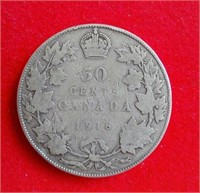 1918 - 50 Cent Silver Canadian Coin