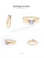 14K White & Yellow Gold Diamond Solitaire Ring