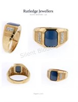Men's Diamond 10K Gold & Synthetic Sapphire Ring