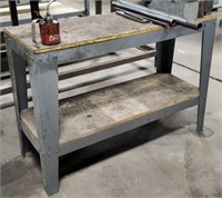 (BO) Metal Frame Wood Top Work Table 2-Tier 4