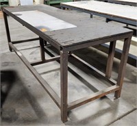 (BO) Metal Frame Wood Top Work Table 88" L x 32"
