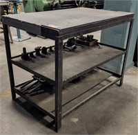 (BO) Metal Frame Wood Top Work Table 3-Tier 48.5"