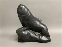 Inuit Jimmy Arnamissak Serpentine Fish/Seal Carvin