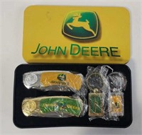 4pc John Deere Knife & Keychain Set In Tin