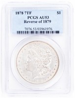 Coin 1878 TF,Rev '79 Morgan Silver Dollar, PCGS-AU